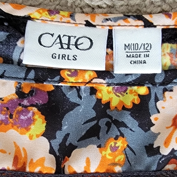 🌸 CATO Girls Floral Print & Black Lace Dress – Size M (10/12) 🌸 - Picture 2 of 3